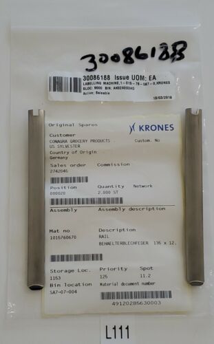 *NEW* LOT OF 2 Krones 1-015-76-067-0 Guide Rails 135 x 12 1015760670 + Warranty! Main Image
