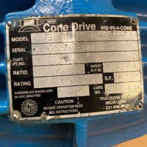 CONE DRIVE Gear Reducer 0US20-35-A12 400:1 Ratio .91hp 1750rpm In Warranty - Image 5