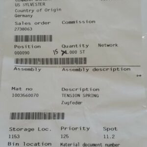 *NEW* BAG OF 15 KRONES 1-003-56-007-0 TENSION SPRINGS 1003560070 + WARRANTY! - Image 4