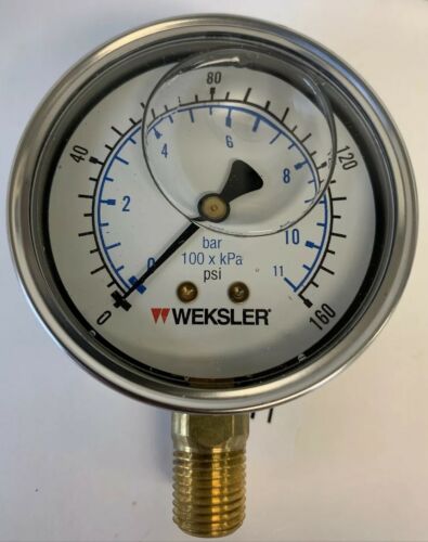 Weksler Liquid Filled Stainless Gauge BY12YPG4LW 2.5” 0-160psi (Lot Of 3) Main Image