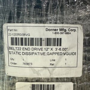 Dorner 22-120350/06VG Static Dissipative Belt22 End Drive 12"x3'-6" + WARRANTY! - Image 2