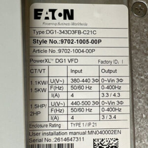 EATON PowerXL DG1 General Purpose Drive DG1-343D3FB-C21C 380-440V 3Ph 2HP - Image 14
