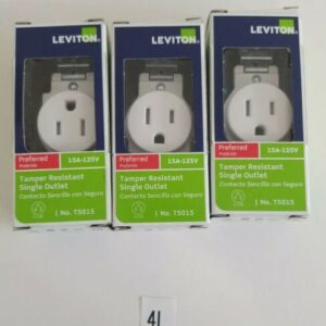 *NEW* 3 Leviton Lt Almond TAMPER RESISTANT Single Outlet Receptacle 15A T5015-TS - Image 1