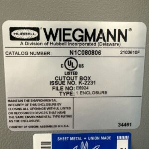 BRAND NEW- Wiegmann N1C080806 8" x 8" x 6" Wall Mounted Metallic Enclosure 🇺🇸 - Image 3