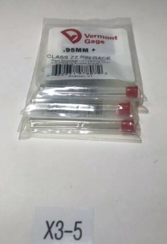 Lot of 3 Vermont Gage Plus Plug and Ping Gage .95MM Class ZZ Pin Gage 112300950 Main Image