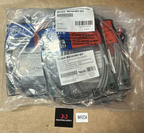 (10) Tripp Lite CAT6 Gigabit Snagless Molded Cross-Over Patch Cable 7’ N210007GY Main Image