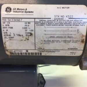 Ge Motor 5K33KN67 1/3HP 1725 Rpm Fast Shipping! - Image 3