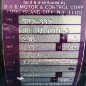 *NEW* Bodine Electric NPP-33R Gearmotor 1/20Hp 10:1 230V 1725 Rpm + Warranty! - Image 3