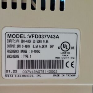 *PREOWNED* DELTA VFD037V43A 3.7kW 5HP 460V 3PH Variable Speed Drive PLC Warranty - Image 9