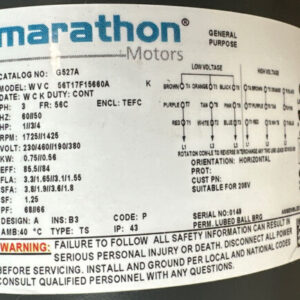 BRAND NEW- Marathon General Purpose Motor G527A W/ Motovario Gear Box NMRV-040 - Image 2