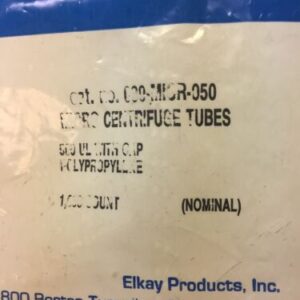 Elkay 000-MICR-050 Micro Centrifuge Tubes Bag of 1000 New In Sealed Bag - Image 3