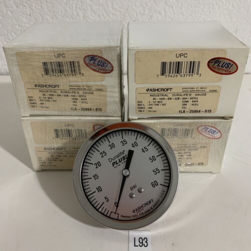 NEW ASHCROFT STAINLESS GAUGE SIZE 3-1/2"35-1009-SW-02B-60# (LOT OF 4) Main Image