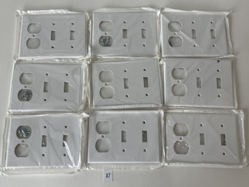*NEW* (9) LEVITON 262B SWITCH PLATE IVORY (2) Outlets (2) Switches + Warranty! Main Image