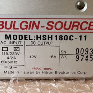 PREOWNED- Bulgin-Source HSH180C-11 115/230Vac 4/2A 60/50Hz, +12Vdc 16A Output - Image 2
