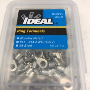 Ideal 83-0221 Non-Insulated Ring Terminal, 16-14 AWG, #6 Stud, Approximately 125 - Image 2