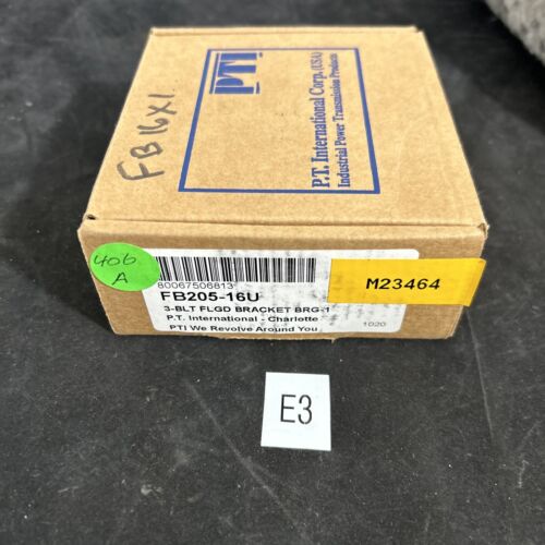 P.T.International FB205-16U Flange Bracket; 1"ID; 3-Bolt Flange NIB Main Image