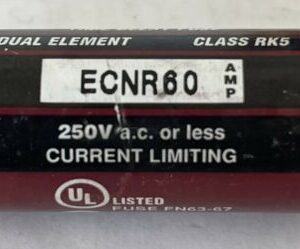 *PREOWNED* (3) Bullet ECNR60 Time Delay Fuse Dual Element Class RK5 250VAC 60A - Image 3