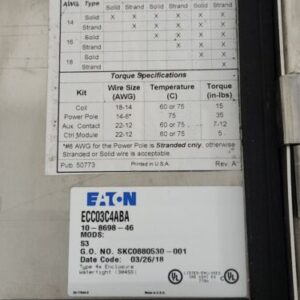 PARTS/REPAIR Eaton ECC03C4ABA SS Enclosure w/ C30CNE Lighting Contactor Mods S3 - Image 10