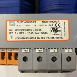 Preowned Block Transformer Control VDE0570/EN61558 UL 506 FA-NR:530862 Warranty! - Image 2