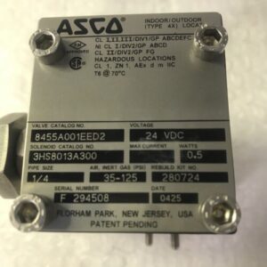 *NEW ASCO 8455A001EED2 Valve 1/4" NPT 24 VDC 3HS8013A300 # - Image 2