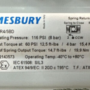 PREOWNED- Jamesbury Actuator VPVL200SR4/5BD w/ Stonel Valve Point & 1” Valve - Image 2