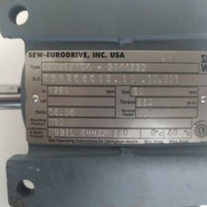 *PREOWNED* SEW MOTOR DFT71C4-5044953 1/3 HP & SEW GEARBOX S37DT71C4-5044953 - Image 4
