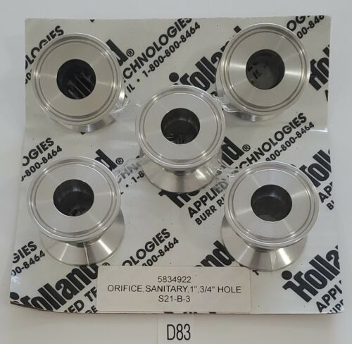 *NEW* LOT OF 5 Holland Applied Technologies Sanitary Orifice 1" ¾" Hole Warranty Main Image