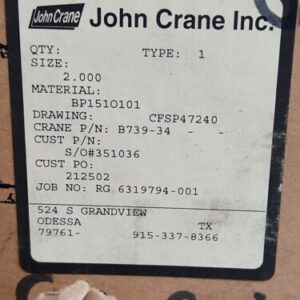 BRAND NEW | OPEN BOX- John Crane Mechanical Seal 2” B739-34 BP151O101 + Warranty - Image 8