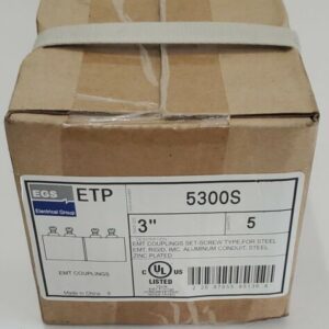 *NEW* BOX OF 5 EGS ETP 5300S 3" EMT Steel Couplings w/ Set Screw + Warranty! - Image 2