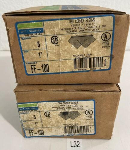 O-Z GEDNEY 90 DEGREE CORNER ELBOWS FEMALE FITTING 1" FF-100 2- BOXES OF 5 Main Image