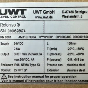 BRAND NEW- UWT GmbH Level Control Rotonivo RN6001 AM11EF3B3A || FAST SHIPPED🇺🇸 - Image 2