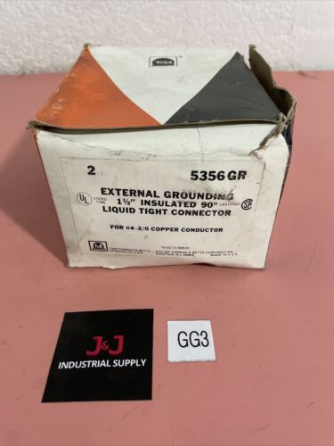 (2) Thomas & Betts 5356GR Liquidtight Conduit Connectors Insulated 1-1/2" 90° Main Image
