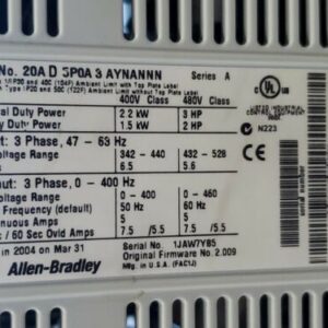 *PREOWNED* Allen Bradley 20AD5P0A3AYNANNN Ser A PowerFlex 70 AC Drive & Keypad - Image 11