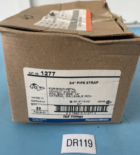 (40) NEW IN BOX- Thomas Betts 1277 3/4” Pipe Straps Max Bolt Size 1/4” Warranty! Main Image