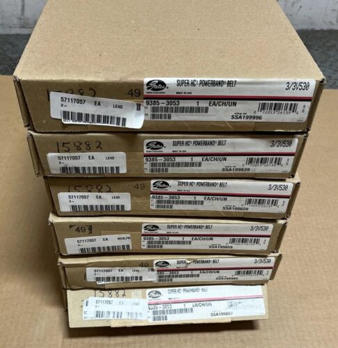 New Lot Of 6 Gates Super HC Powerband V-Belt 3/3V530 9385-3053 Gates 🇺🇸 Main Image