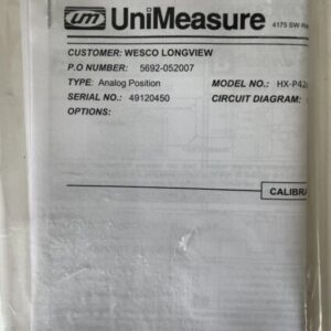 *NEW-SEALED* UniMeasure HX-P420-25-S10-N0S-1BK Analog Position Transducer - Image 6