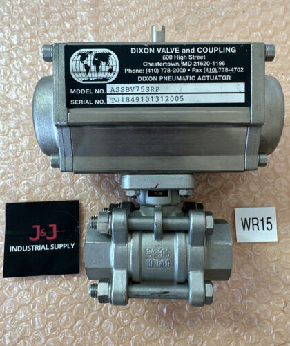 NEW NO BOX Dixon Valve & Coupling Pneumatic Actuator ASSBV75SRP 3/4” 316 1000WOG Main Image