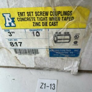 *NEW* (10) Arlington 817 3" EMT Concrete TIght Zinc Die Cast Set Screw Couplings - Image 1