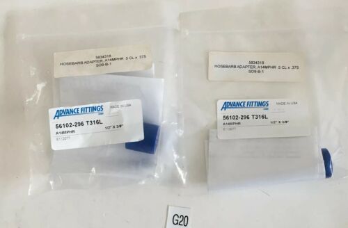 *NEW* LOT OF 2 Advance Fittings 56102-296 T316L A14MPHR 1/2” X 3/8” + *Warranty* Main Image