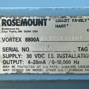 PREOWNED + WARRANTY- Rosemount Vortex 8800A W030SA3E1D1 Flow Meter || FAST SHIP! - Image 6