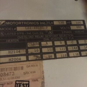 Motortronics Inc Motor Controller Model LS4-48100-P 100 Hp 480v 3 Phase Warranty - Image 2