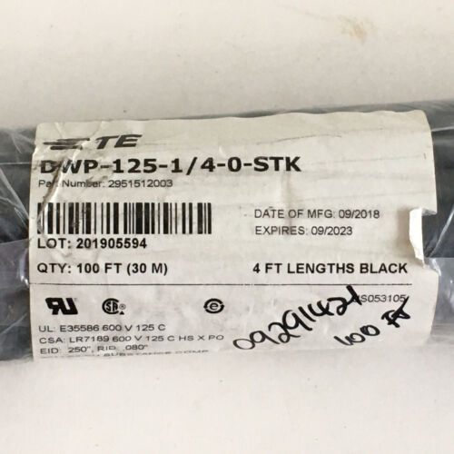 NEW!!! TE DWP-125-1/4-0-STK 4FT Lengths Black Raychem Cable Protection Main Image