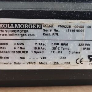 *NEW* Kollmorgen PMA22B-00100-00 PM Servo Motor 0.6kW 5750Rpm 320Vdc + Warranty! - Image 9