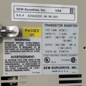 SEW EURODRIVE B2305.5 MOVITRAC Adjustable Motor Drive 3Hp 3.5kVA 3P + Warranty! - Image 8