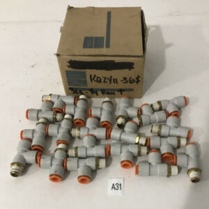*NEW OPEN BOX* Lot of 20 SMC KQ2Y11-36S Pneumatic Male Tee Fittings 3/8" Tubing - Image 1