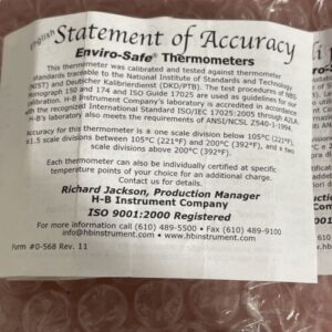 (4) H-B Enviro Safe Glass Laboratory Thermometer See Photos For Desc. - Image 9