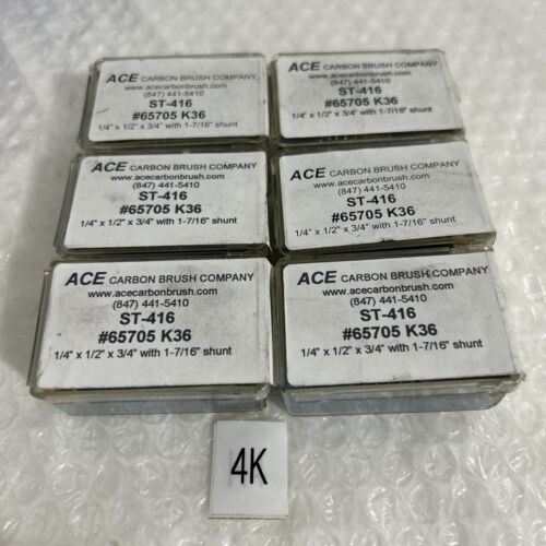 (6) SETS ACE CARBON REPLACEMENT BRUSHES ST416 IN CASE NEW Main Image