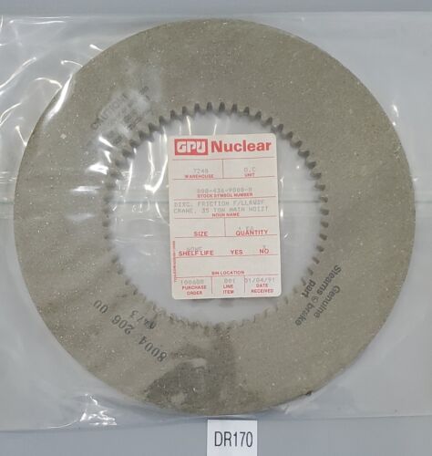 *NEW* Stearns 8004 206 00 Brake Friction Crane Disc 35 Ton Hoist 10" + Warranty! Main Image