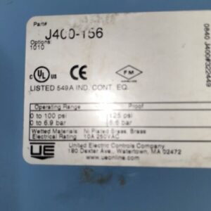 United Electric - J400-156 - Pressure Switch - 0 to 100 PSI Fast Shipping! - Image 3