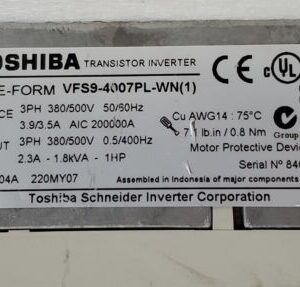 *PREOWNED* Toshiba VFS9-4007PL-WN(1) 2.3A 400V-0.75kW 1Hp 3 Phase + Warranty! - Image 7
